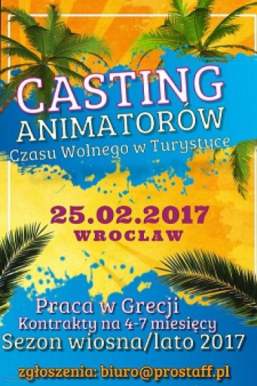 Animator Czasu Wolnego w Grecji - casting