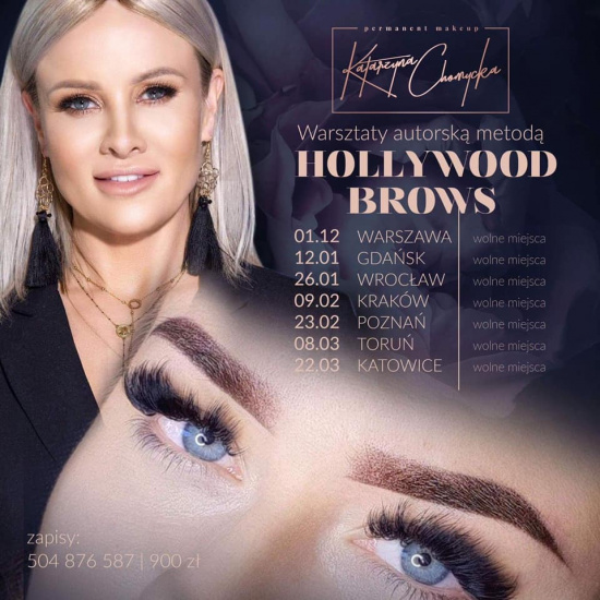 Warsztaty makijaż permanentny brwi metodą autorską HOLLYWOOD BROW